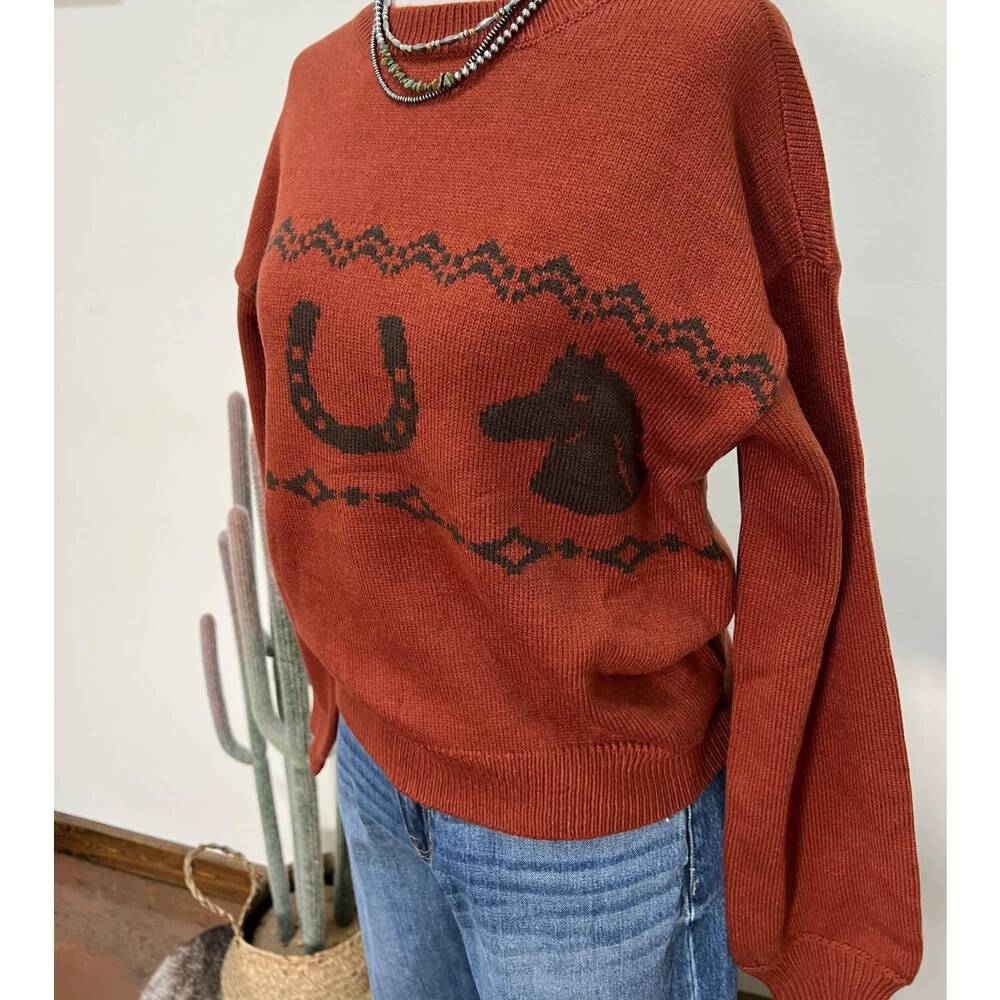 NEW ROCK & ROLL DENIM women's the clancey sweater in red - Picture 3 of 5